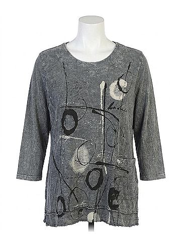 Jess & Jane Balboa Mineral Washed Cotton Pocket Top in Rocky Char (view 1)