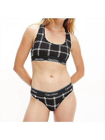 Calvin Klein Modern Cotton Bikini Bottom in Window Pane Black (view 2)