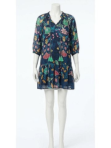 Johnny Was Tassel Dress in Navy Floral (view 1)