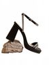 Oasis Society Black Women's Suva Rhinestone And Reptile Print Strappy Heels Size 7 1/2 - photo 3