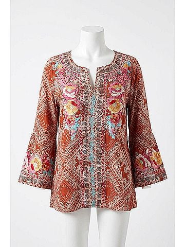 Andree by UNIT South Beach Embroidered Bandana Top in Rust (view 1)