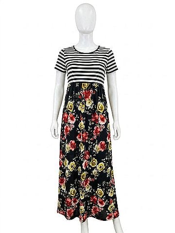 White Birch Floral Maxi Dress in Black (view 1)