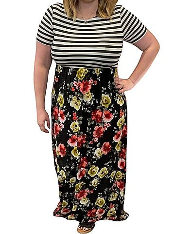 White Birch Floral Maxi Dress in Black (view 2)
