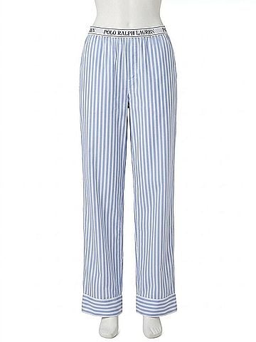 Polo by Ralph Lauren Shirting Stripes Striped Cotton Pants in White Cloud Hydrangea (view 1)
