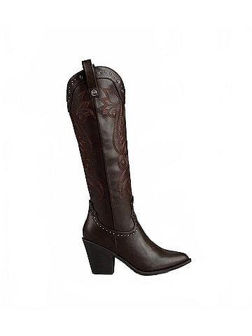 Top Moda Women's Studded Cowgirl Boots in Brown (view 1)