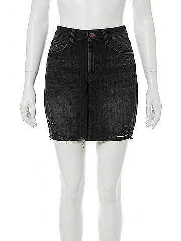 Judy Blue High Rise Distressed Frayed Denim Skirt in Black (view 1)