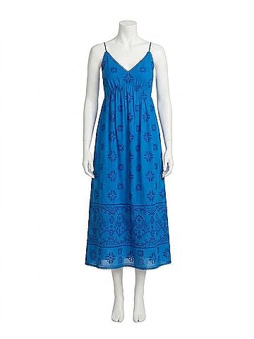 Johnny Was Cleo Tea Length Dress in Directoire Blue (view 1)