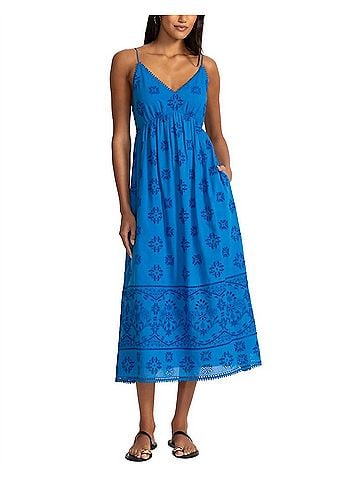 Johnny Was Cleo Tea Length Dress in Directoire Blue (view 2)
