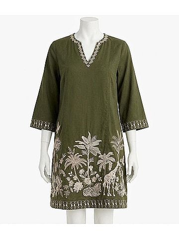 Johnny Was Riley Seamed Swing Dress in Grape Leaf (view 1)