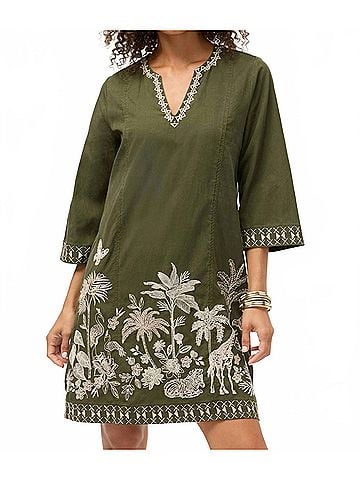 Johnny Was Riley Seamed Swing Dress in Grape Leaf (view 2)
