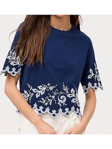 Johnny Was Addeline Elbow Sleeve Tee in Navy (view 2)