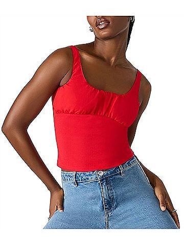Steve Madden Luana Ruched Detail Top in Poppy Red (view 2)