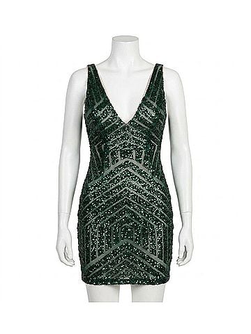 Jovani Open Back Fitted Dress in Hunter (view 1)