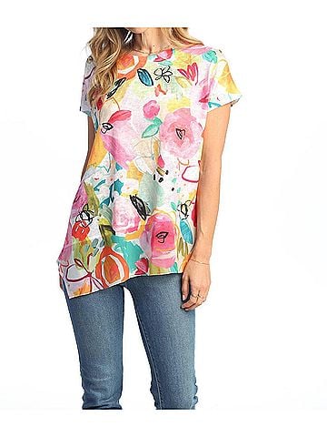 Jess & Jane Knit Asymmetric Top in Sangria Light (view 2)