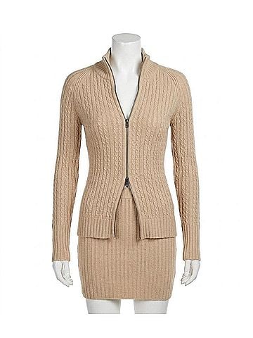 Free People Eliza Cable Knit Sweater And Skirt Set in Smooth Stone (view 1)