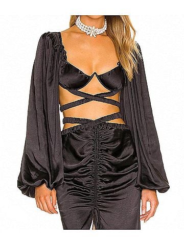 For Love & Lemons Pia Bra Top in Black (view 2)