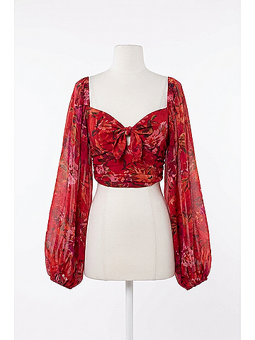 For Love & Lemons Trisha Crop Top in Red (view 1)