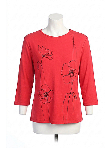 Jess & Jane Sketch Printed Cotton Top in Red (view 1)