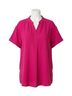 Entro Solid Pink Textured Placket Top in Magenta Size 2X - photo 1