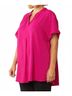 Entro Solid Pink Textured Placket Top in Magenta Size 2X - photo 4