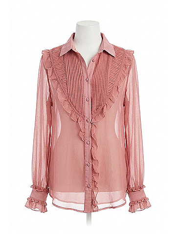 For Love & Lemons Women's Vivi Pintuck Blouse in Pink (view 1)