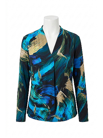 Joseph Ribkoff Abstract Print Top in Black/Multi (view 1)
