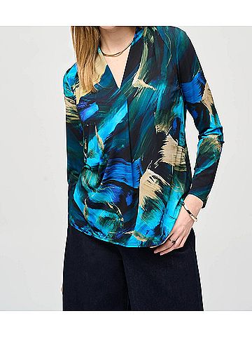 Joseph Ribkoff Abstract Print Top in Black/Multi (view 2)
