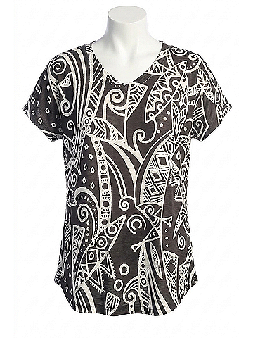Jess & Jane Mystery Cap Sleeve Top in Black/ White (view 1)