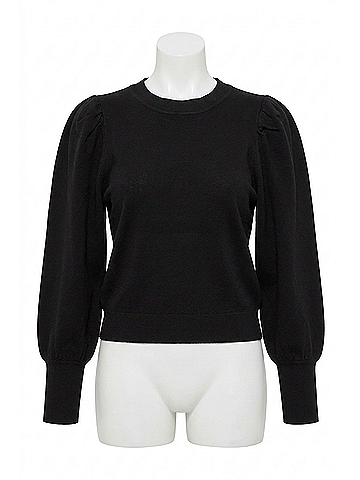 Cleobella Indi Puffed High Cuff Sleeves Sweatshirt in Black (view 1)