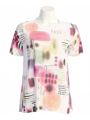Jess & Jane Women's Verona Patch Pocket Burnout Top in White (view 1)