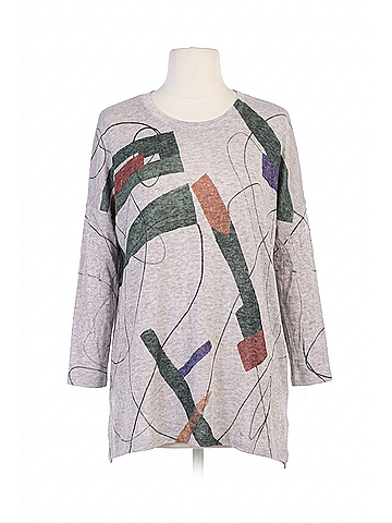 Jess & Jane Contours Knit Jersey Dolman Sleeve Top in Abstract Art (view 1)