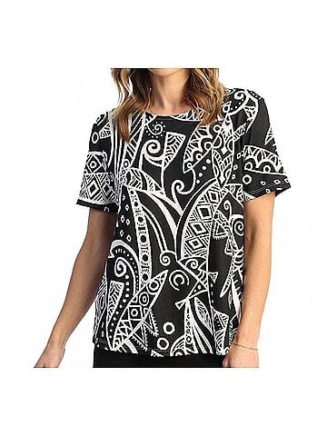 Jess & Jane Mystery Short Sleeve Top in Black White (view 2)
