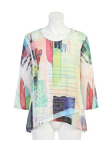 Jess & Jane Monaco Burnout Mesh Contrast Top in Colorful Abstract Sublimation (view 1)