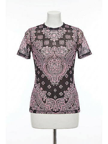 Johnny Was Eleanor Short Sleeve Mesh Tee in Tularose Black (view 1)