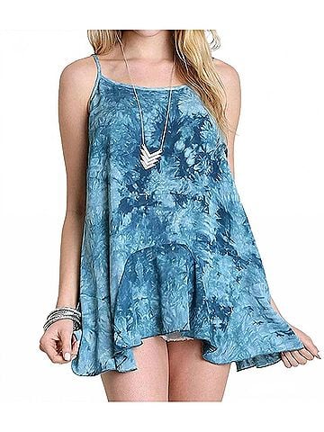 Umgee Tie Dye Cami Tank Top in Teal (view 2)