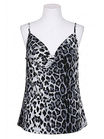 Umgee Snow Leopard Tank Top in Black (view 1)