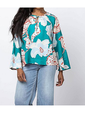 Cleobella Abby Blouse in La Rouge North Sea Print (view 2)