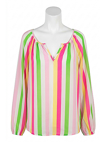 Andree by UNIT Stripe Tunic Blouse in Pink (view 1)
