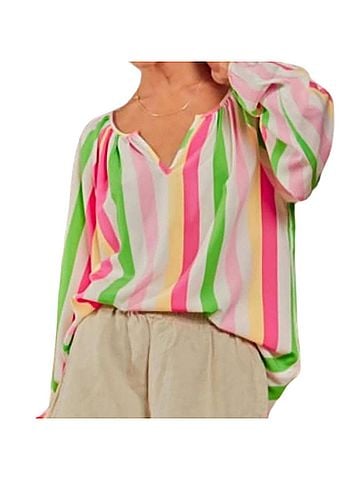 Andree by UNIT Stripe Tunic Blouse in Pink (view 2)