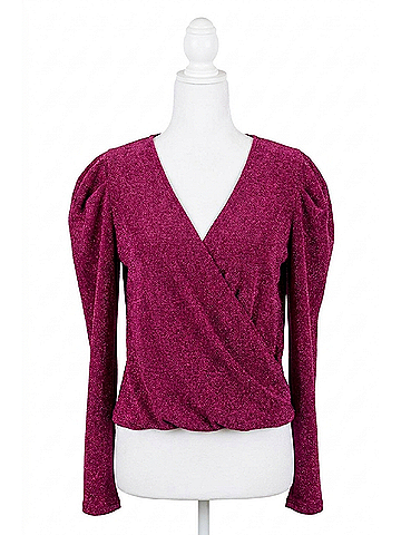 White Birch Take Me Out Faux Wrap Bodysuit in Magenta (view 1)