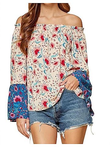 Andree by UNIT Give You My All Blouse in Cream Multi (view 2)