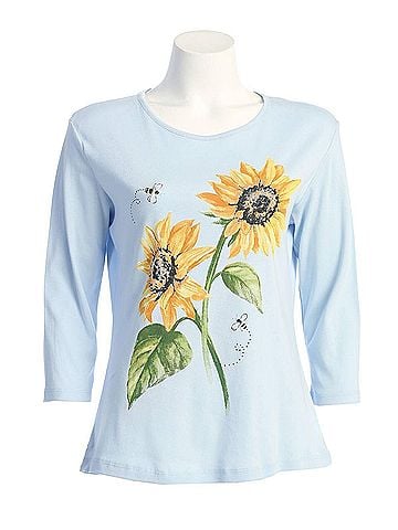 Jess & Jane Women's Sunny Garden Top - Plus in Blue (view 1)
