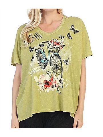 Jess & Jane Maybe Mineral Washed Cotton Cold Shoulder Top in Citrus (view 2)