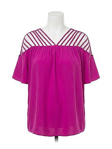 Entro Bohemian Strappy Top - Plus in Fuchsia (view 1)
