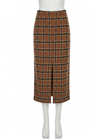 Fifteen Twenty Kaia Midi Skirt in Plaid Brown (view 1)