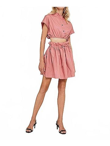 S/W/F Women's Drawstring Mini Skirt in Pink (view 2)