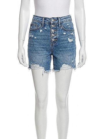 Judy Blue High Rise Rigid Magic Button Fly Cutoff Shorts in Medium Wash (view 1)