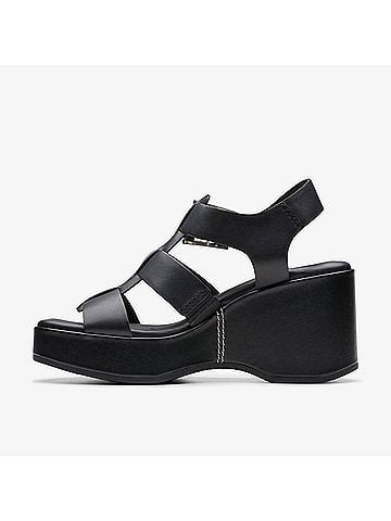 Clarks Women's Manon Cove Sandals in Black Leather (view 2)