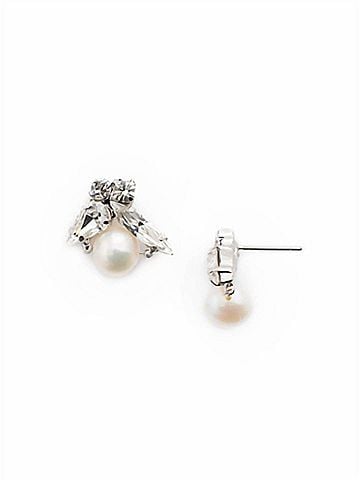 Sorrelli Elisa Pearl Stud Earrings in Palladium And Crystal (view 1)