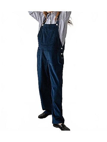 DONNI Women's Cord Overall in Navy (view 2)